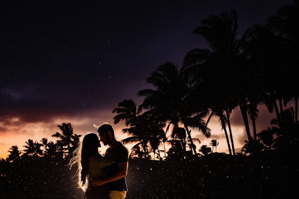 stormy-Kauai-engagement-photography_0014 - Ann Arbor Wedding Photographer sunset portrait with backlighting in kauai