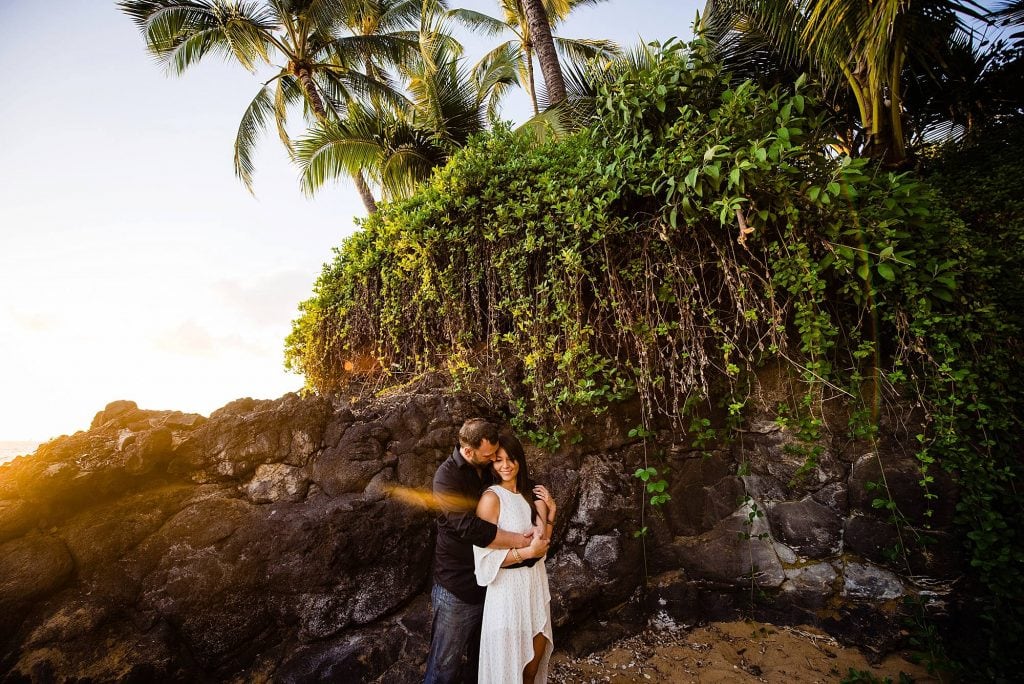 Wailea Beach Engagement Photography_0011 - Ann Arbor Wedding Photographer sunset portraits in maui with vines