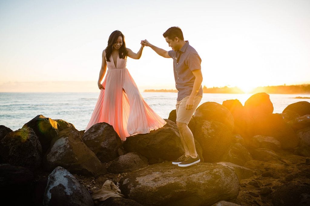 sunrise maui engagement photographer_0015 - Ann Arbor Wedding Photographer Angela Nelson Photography Couple on Maui rocks at sunrise