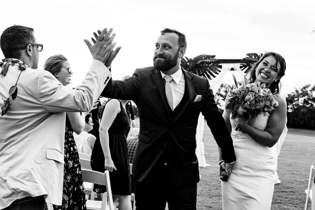 Maui wedding at Sunsets Bar and Grill_0029 - Ann Arbor Wedding Photographer Angela Nelson Photography Maui wedding: Bride and groom high-five