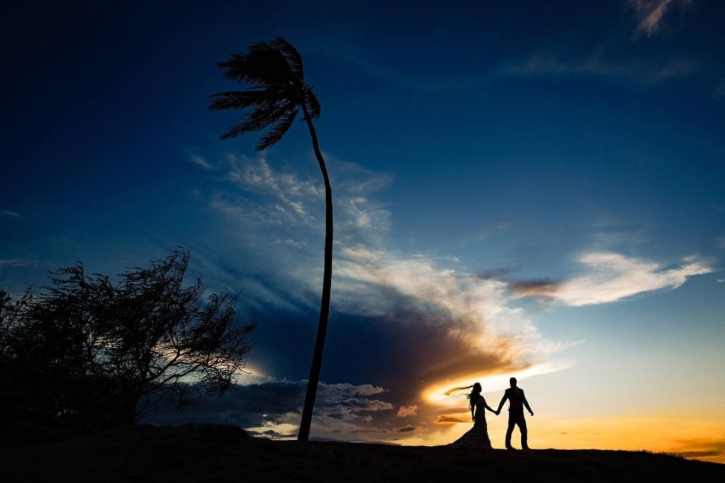 Maui wedding at Sunsets Bar and Grill_0036 - Ann Arbor Wedding Photographer Angela Nelson Photography Maui wedding couple silhouetted at sunset